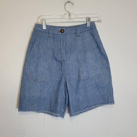 New Frnch Paris size s cotton Bermuda raw hem shorts - Picture 1 of 6